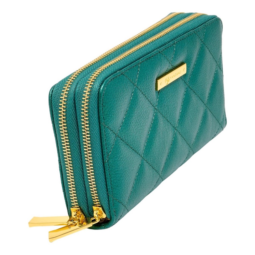 Joy Mangano Green Quilted Leather Wristlet